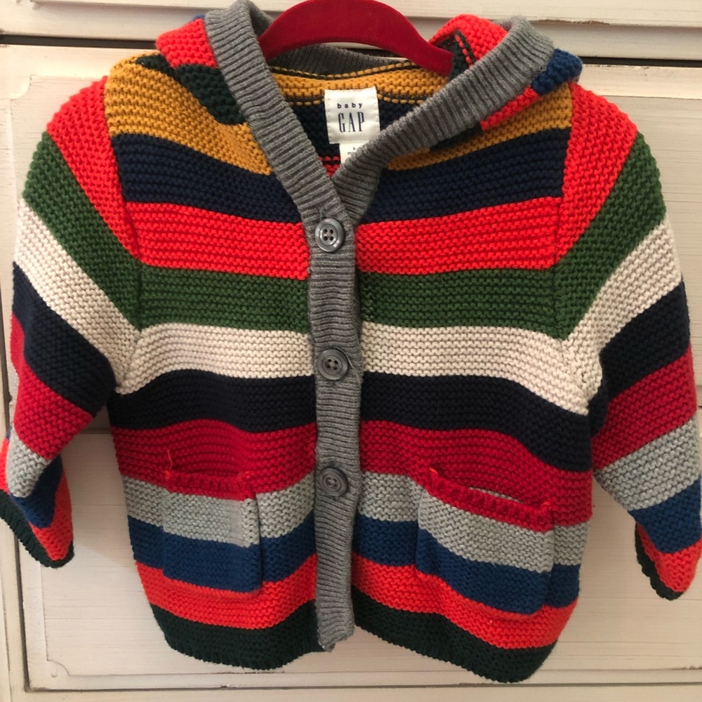 Baby Gap button up striped knit sweater. Worn 2x.